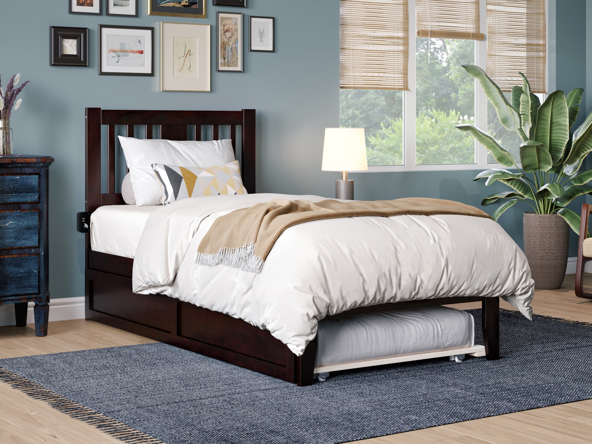 AFI Tahoe Twin Solid Wood Bed with Foot Drawer and USB Turbo Charger in