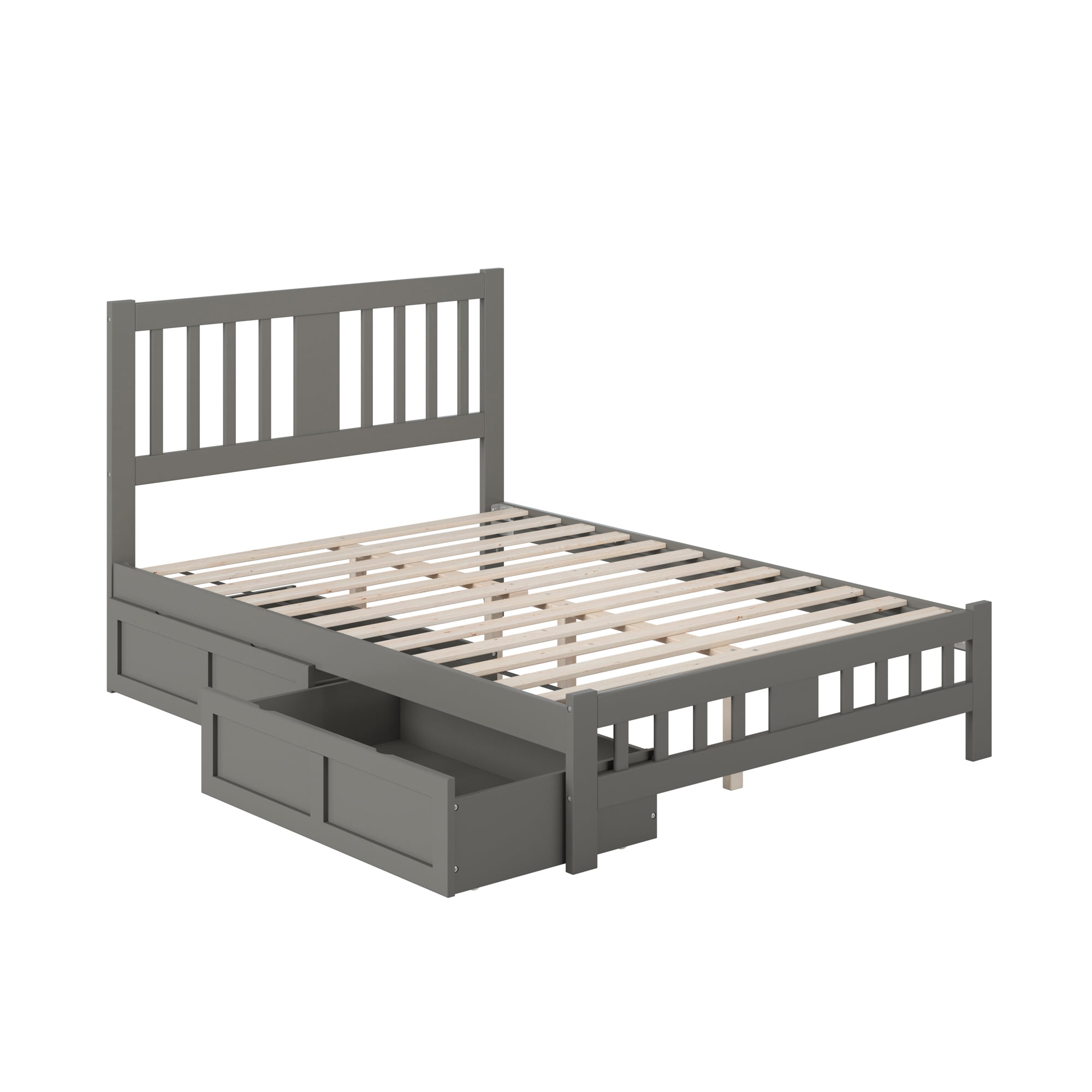 AFI Tahoe Full Wood Platform Bed with Headboard Footboard & 2 Storage Drawers, Grey