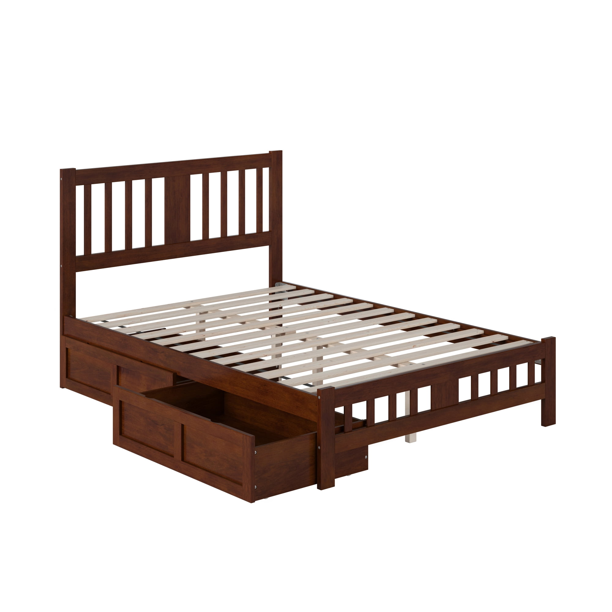 AFI Tahoe Full Wood Platform Bed with Headboard Footboard & 2 Storage Drawers, Walnut