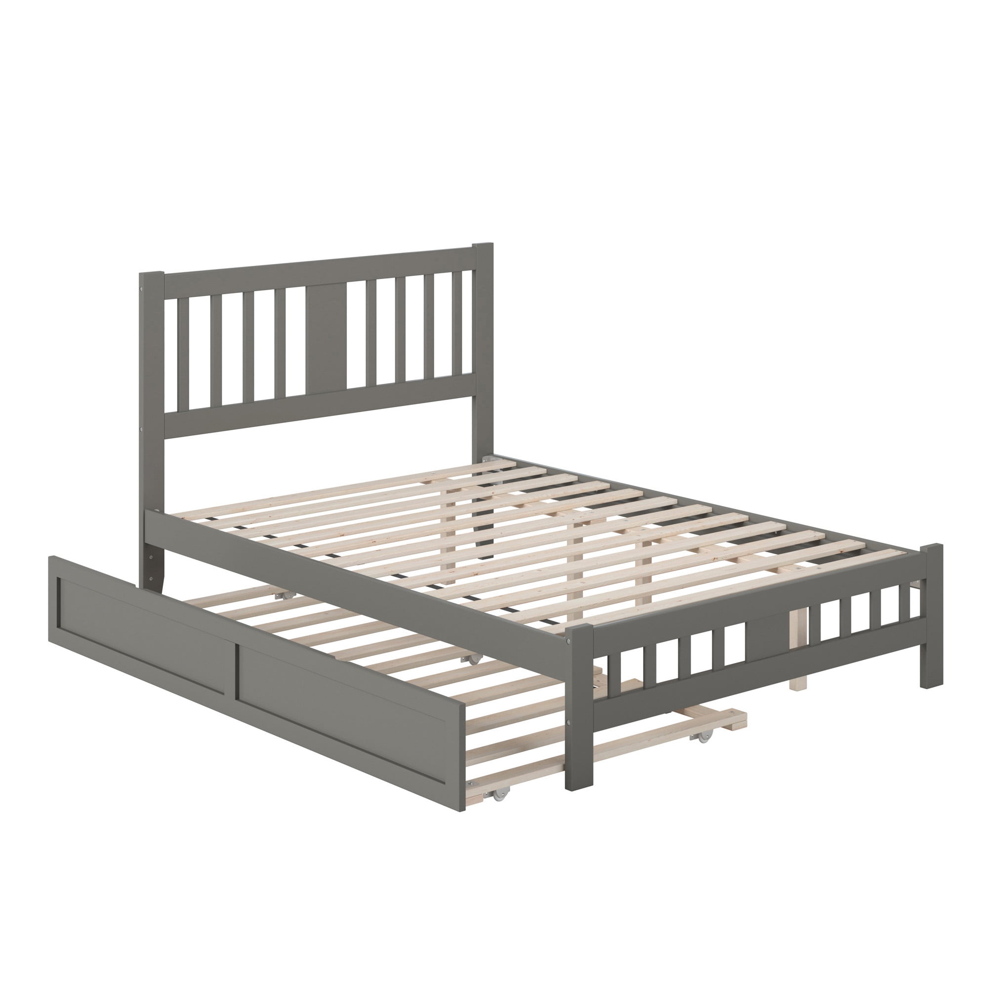 AFI Tahoe Full Wood Platform Bed with Headboard Footboard & Twin Trundle, Grey
