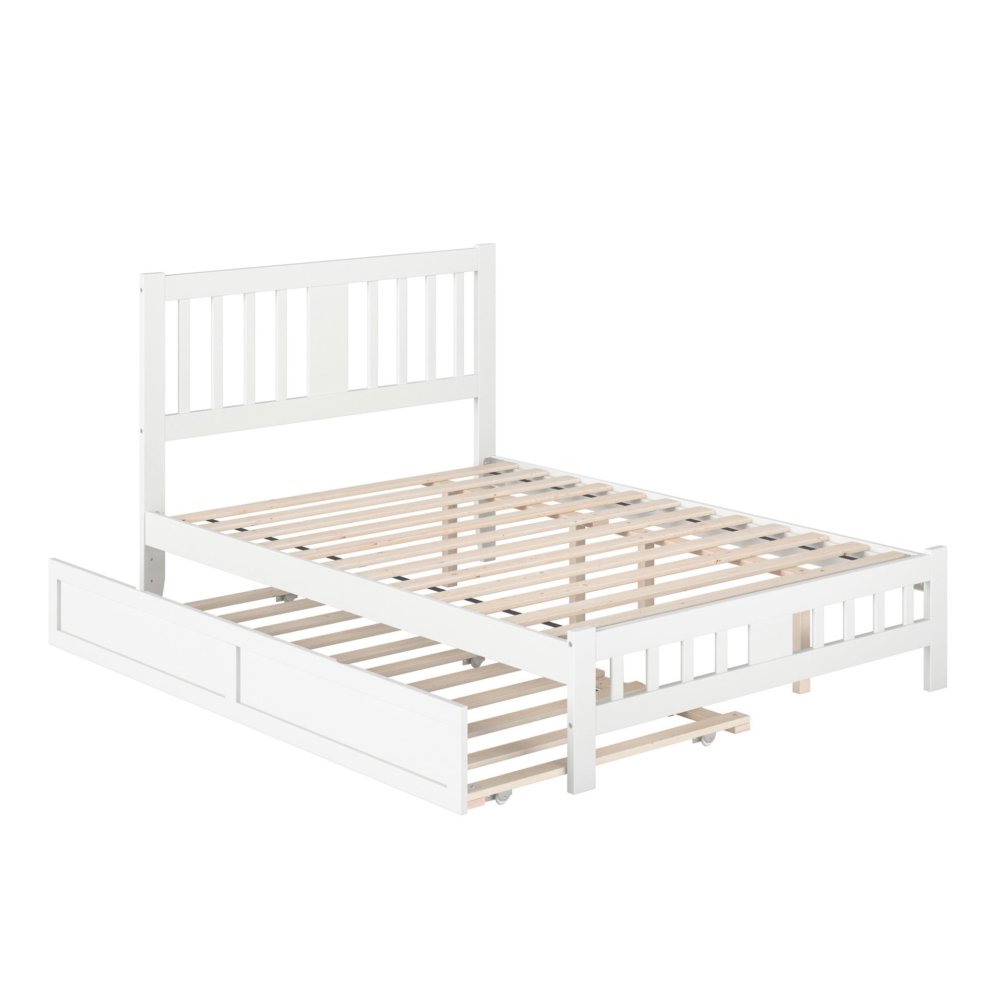 AFI Tahoe Full Wood Platform Bed with Headboard Footboard & Twin Trundle, White