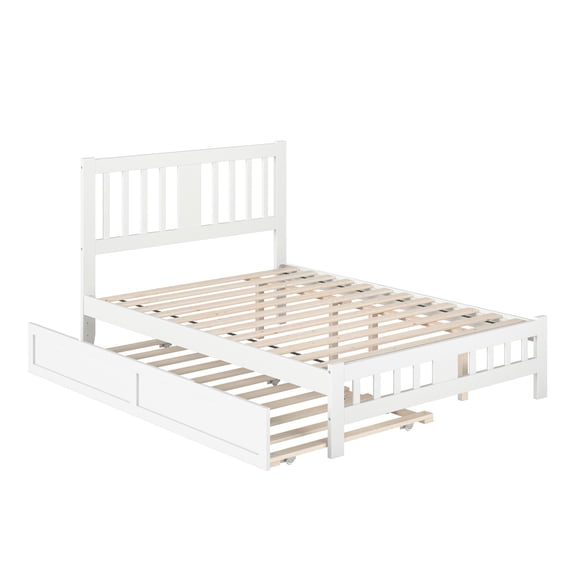 AFI Tahoe Full Wood Platform Bed with Headboard Footboard & Twin Trundle, White