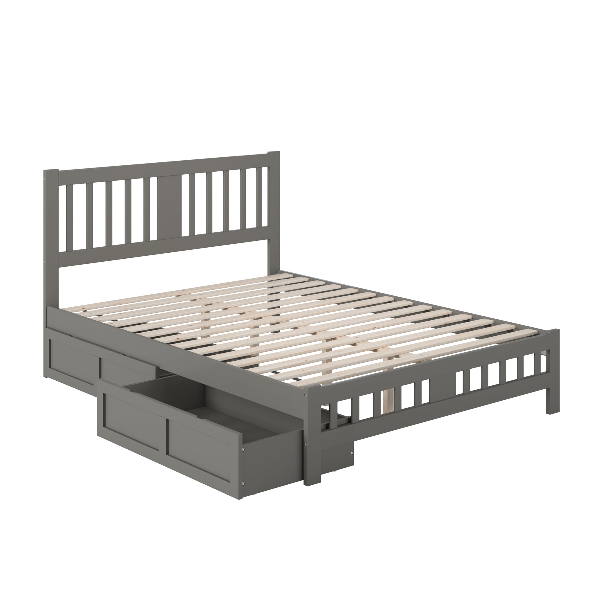 AFI Tahoe Queen Wood Platform Bed with Headboard Footboard & 2 Storage Drawers, Grey