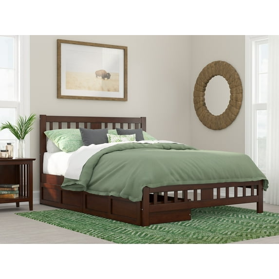 AFI Tahoe Queen Wood Platform Bed with Headboard Footboard & 2 Storage Drawers, Walnut