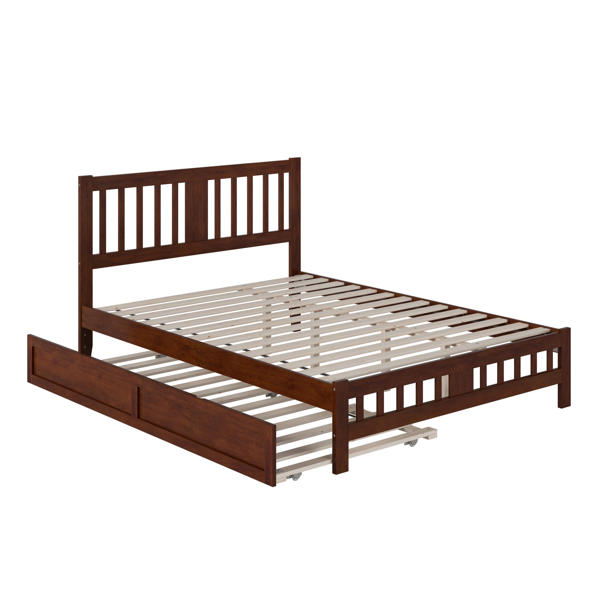 AFI Tahoe Queen Wood Platform Bed with Headboard Footboard & Twin XL Trundle, Walnut
