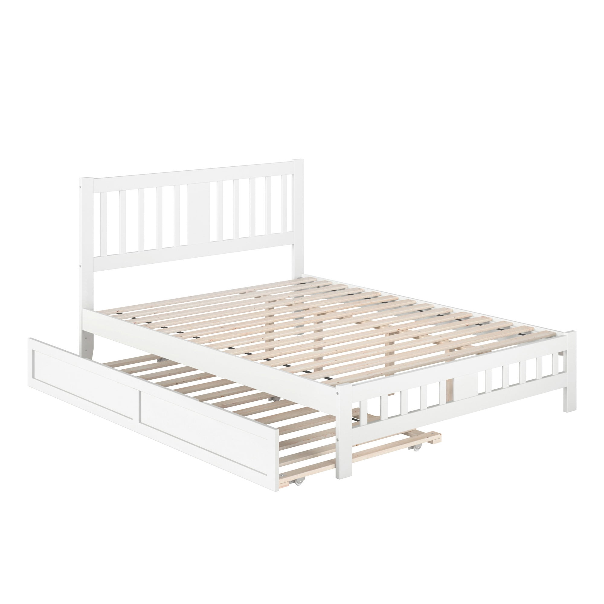 AFI Tahoe Queen Wood Platform Bed with Headboard Footboard & Twin XL Trundle, White