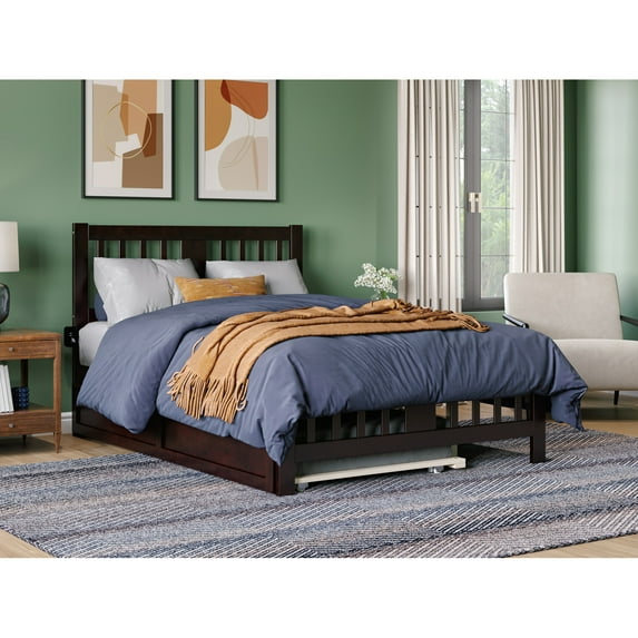 AFI Tahoe Solid Wood Full Bed with Footboard and Twin Trundle in Espresso