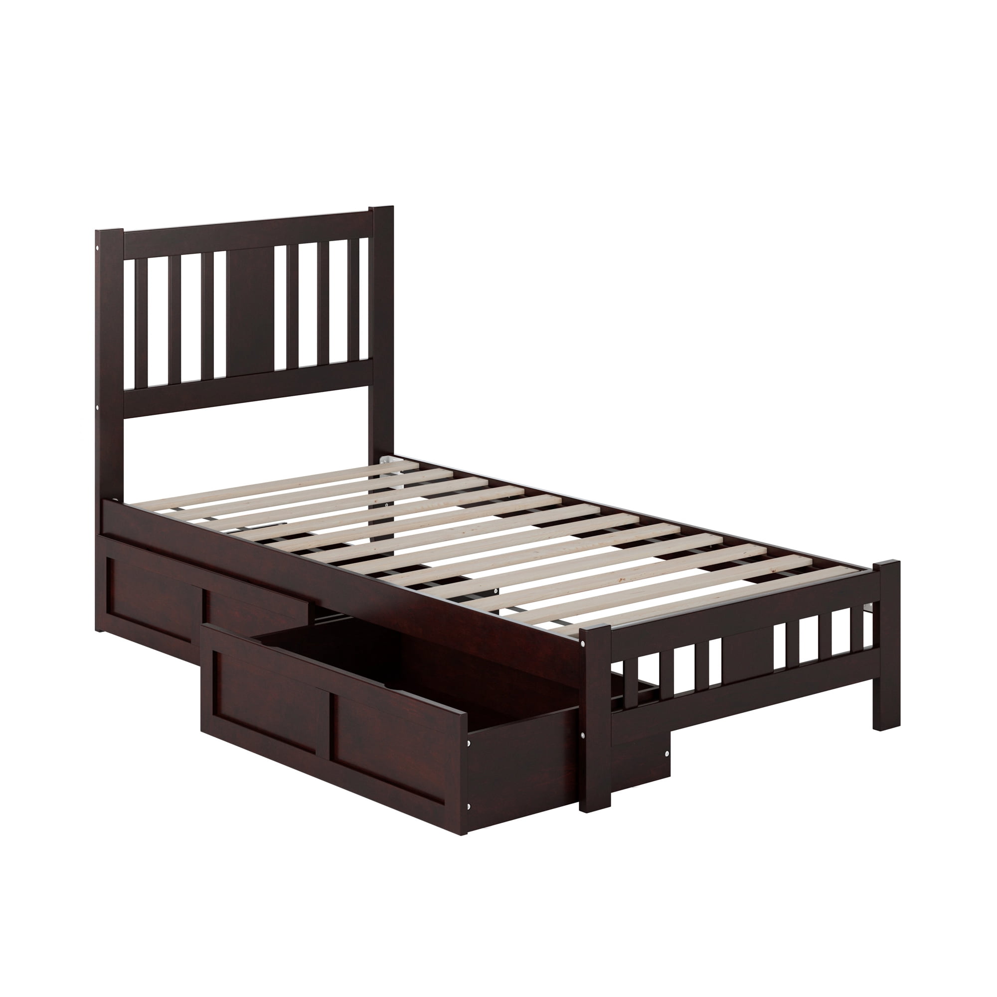 AFI Tahoe Twin Wood Platform Bed with Headboard Footboard & 2 Storage Drawers, Espresso
