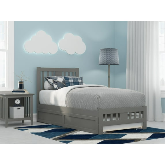 AFI Tahoe Twin Wood Platform Bed with Headboard Footboard & Twin Trundle, Grey