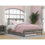 AFI Tahoe Wood Full Platform Bed with Footboard and Twin Trundle in Grey