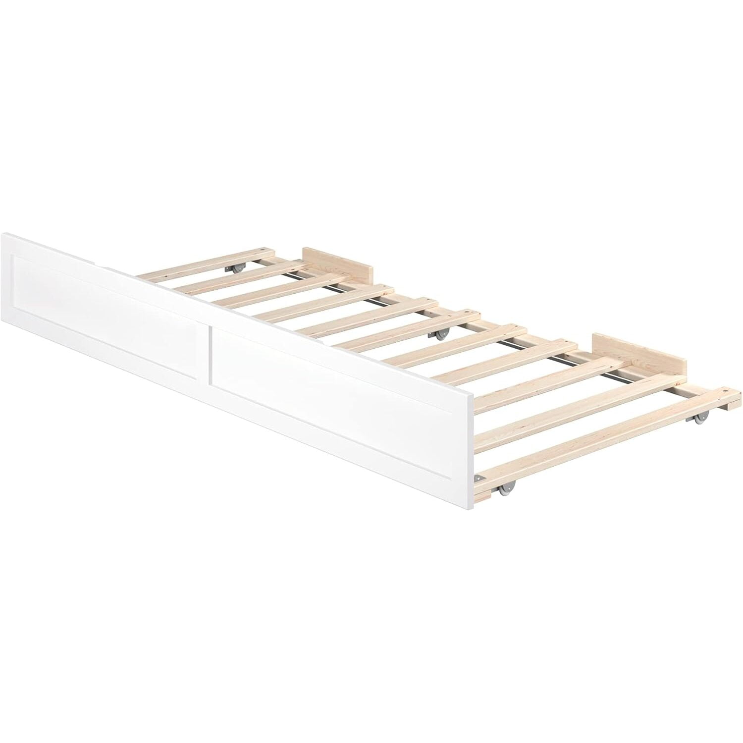 White Twin Wood Frame Trundle Daybed