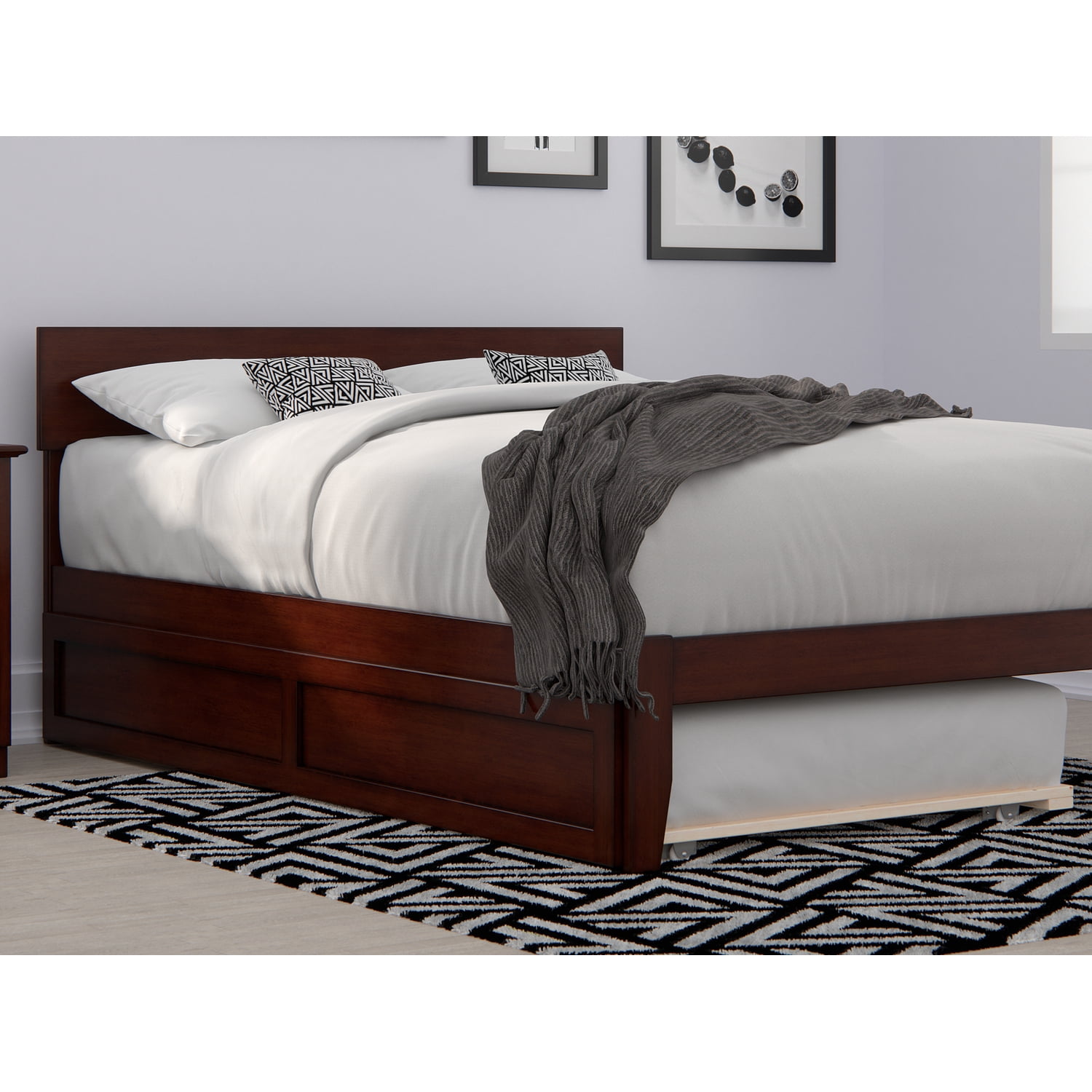 Efficient Space-Saving Twin Trundle Bed in Walnut