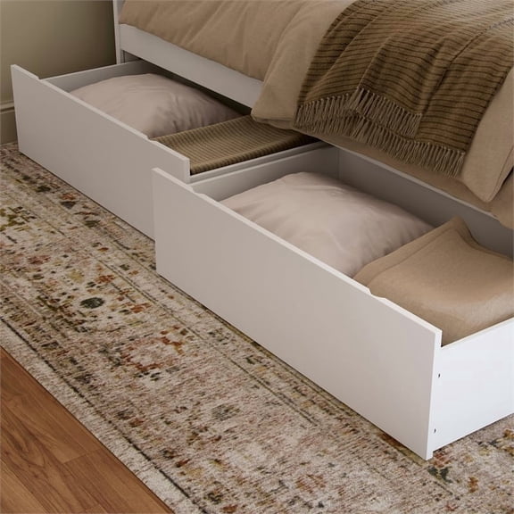 AFI Urban Queen King Solid Wood Bed Drawer in White (Set of 2)