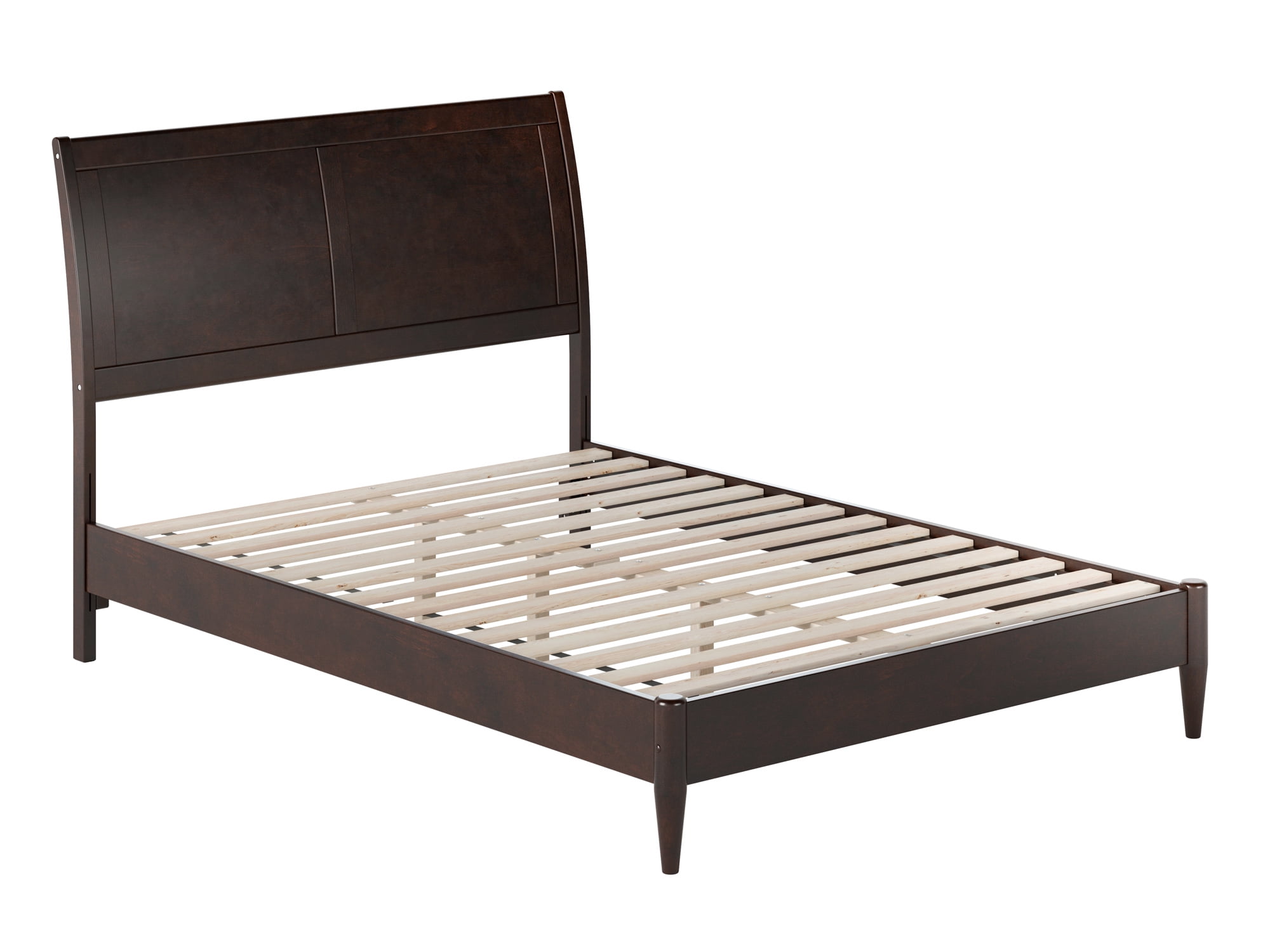 Valencia Espresso Full Wood Sleigh Platform Bed with Slats