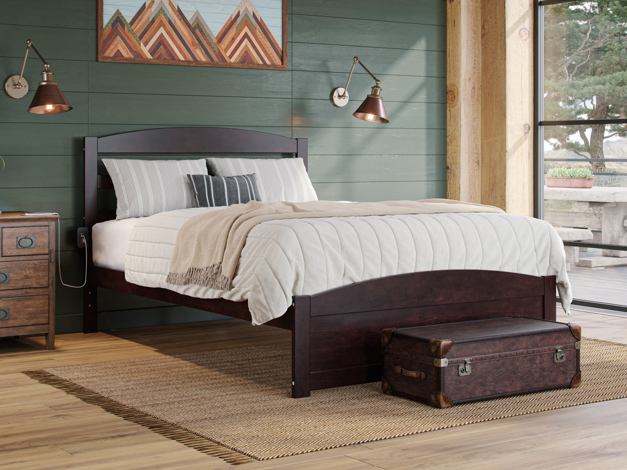AFI Warren 14" Full Wood Platform Bed Frame with Headboard and Footboard, Espresso