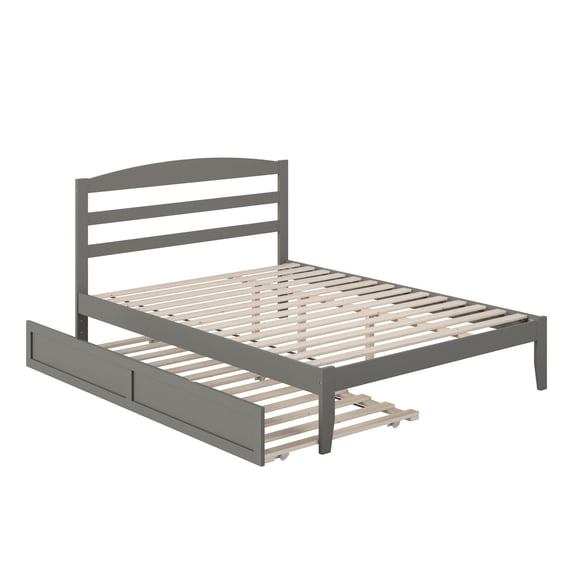 AFI Warren 14" Full Wood Platform Bed Frame with Twin Trundle, Grey