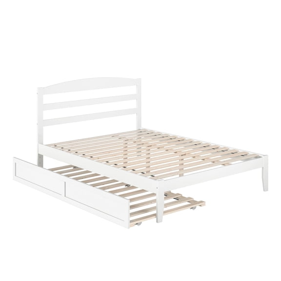 AFI Warren 14" Full Wood Platform Bed Frame with Twin Trundle, White