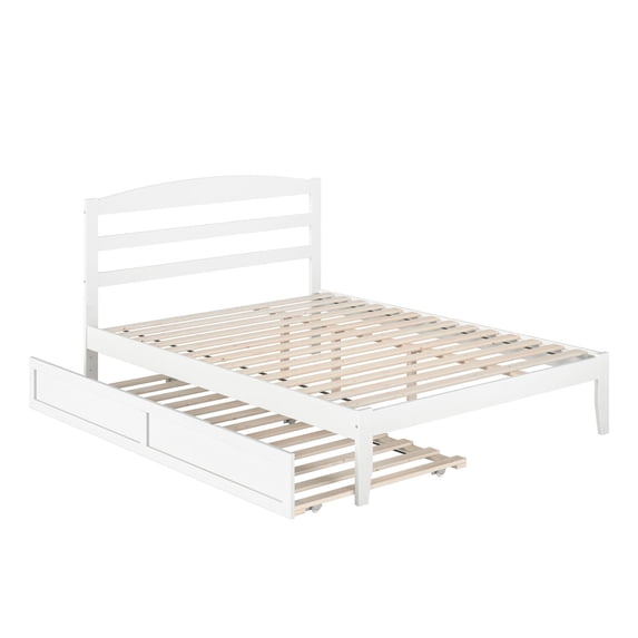 AFI Warren 14" Full Wood Platform Bed Frame with Twin Trundle, White