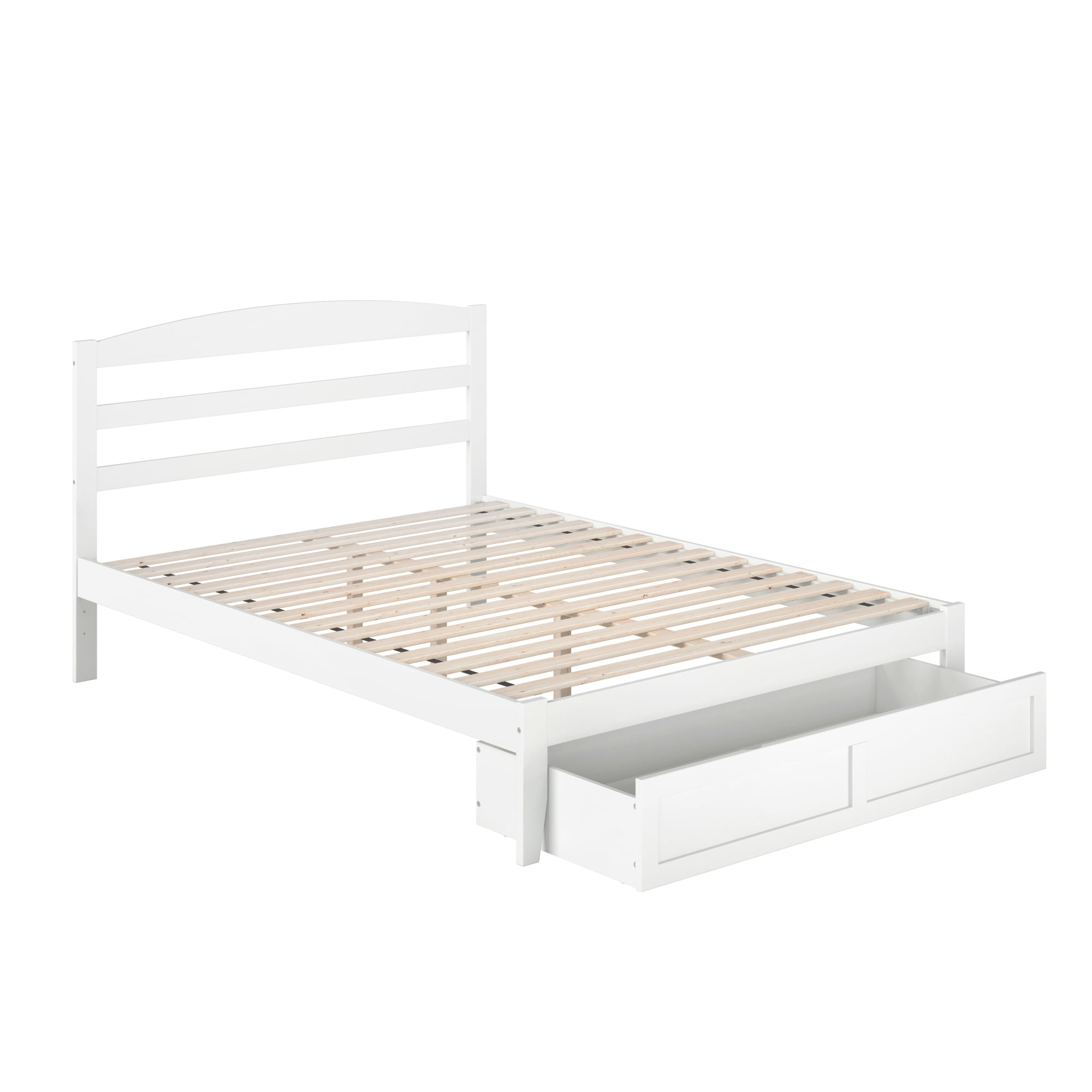 AFI Warren 14" Queen Wood Platform Bed Frame with Foot Drawer Storage, White