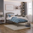thumbnail image 1 of AFI Warren 14" Twin Wood Platform Bed Frame with Slatted Headboard, Grey, 1 of 12