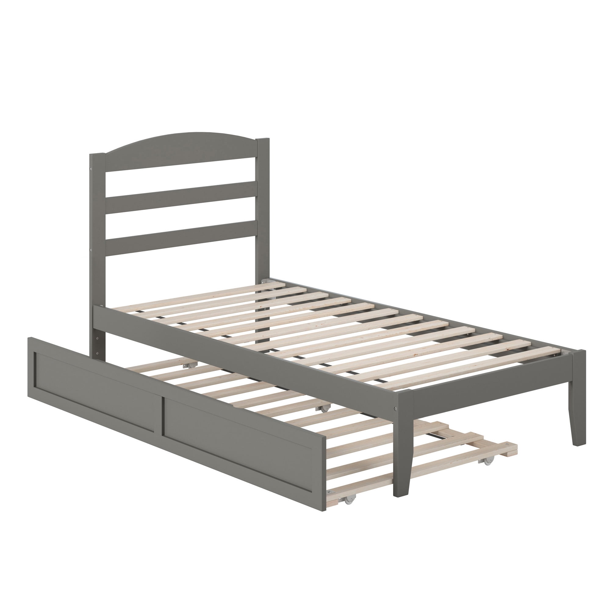 AFI Warren 14" Twin Wood Platform Bed Frame with Twin Trundle, Grey