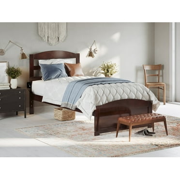 AFI Warren 14" Twin XL Wood Platform Bed Frame with Headboard and Footboard, Walnut