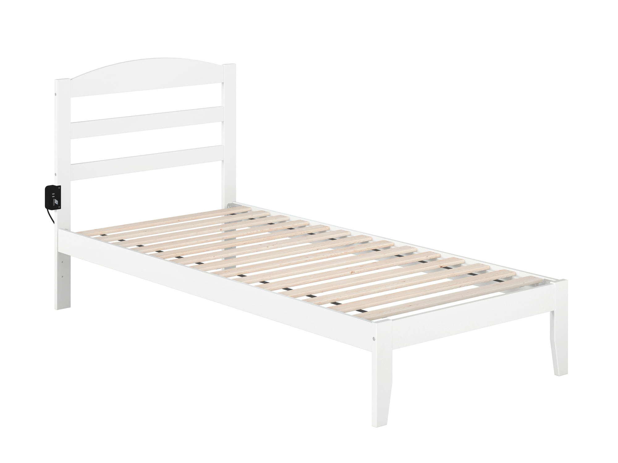 AFI Warren 14" Twin XL Wood Platform Bed Frame with Slatted Headboard, White