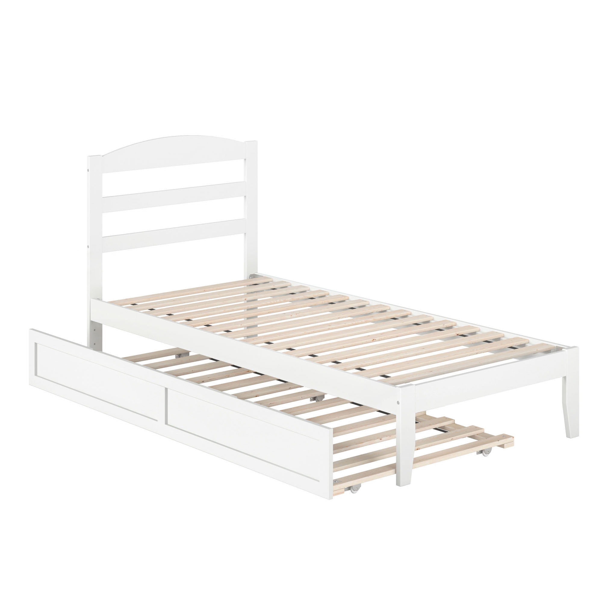 AFI Warren 14" Twin XL Wood Platform Bed Frame with Twin XL Trundle, White