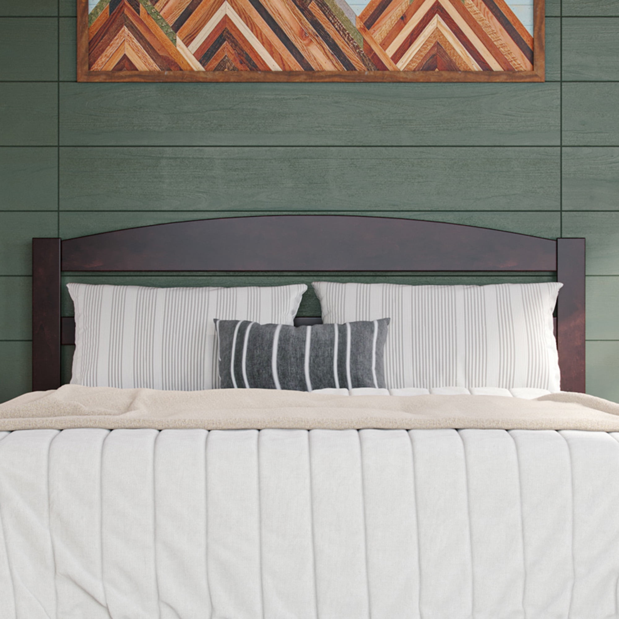 AFI Warren Arched Slatted Wood Headboard with 2 USB Ports, Full, Espresso