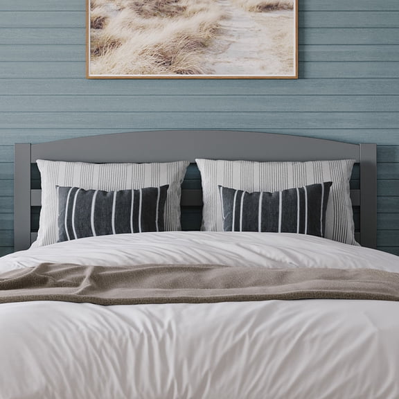 AFI Warren Arched Slatted Wood Headboard with 2 USB Ports, Full, Grey