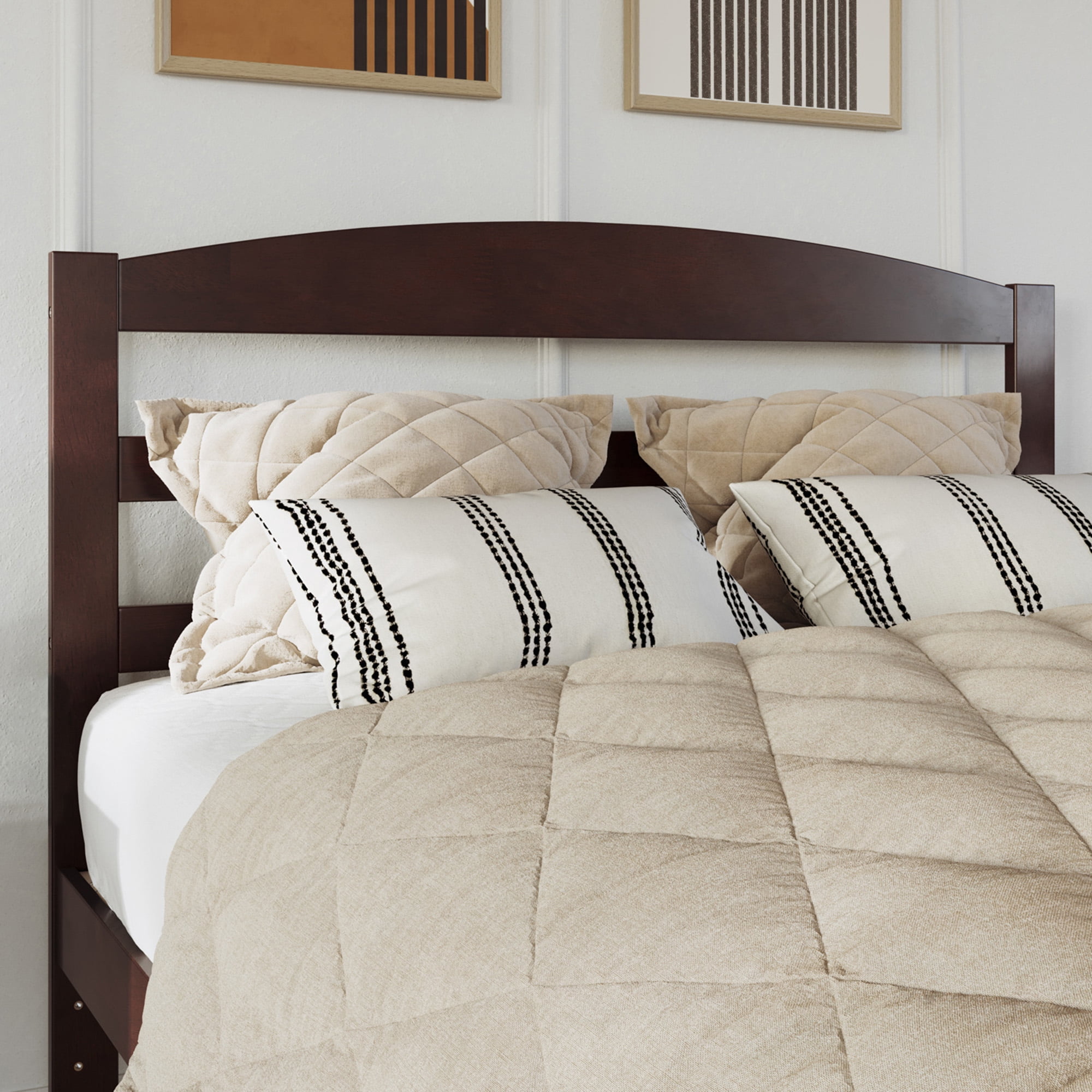 AFI Warren Arched Slatted Wood Headboard with 2 USB Ports, Queen, Walnut