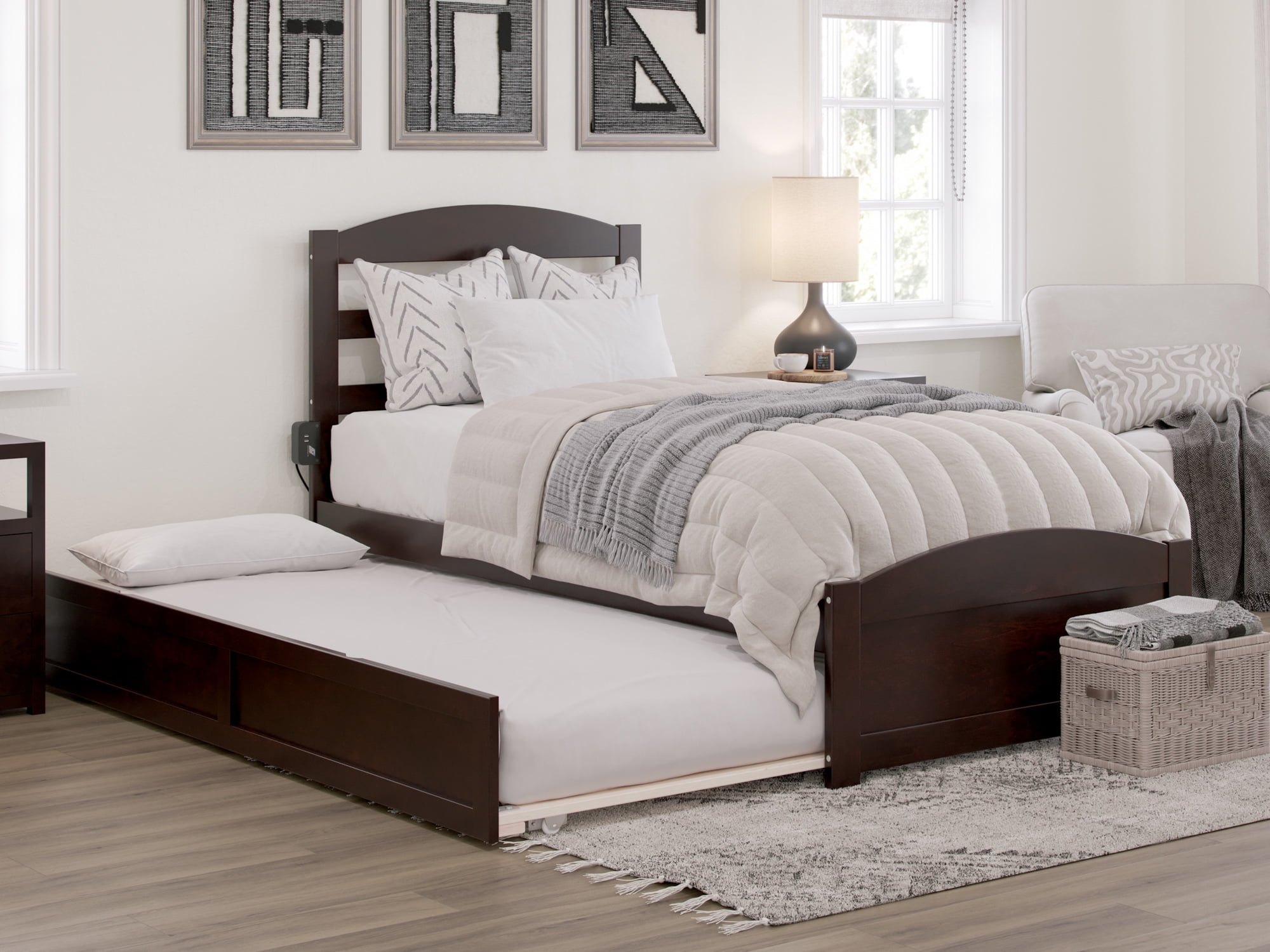 AFI Warren Twin-XL Wood Platform Bed with Headboard Footboard &amp; Twin-XL ...