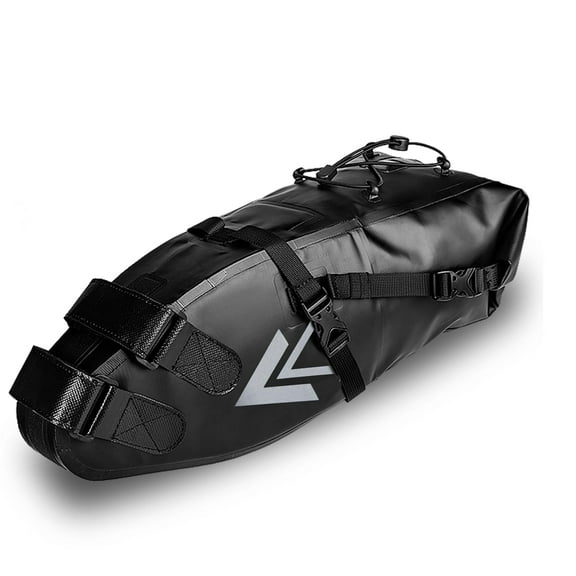 AFISHTOUR Bicycle Saddle Bag, 10L Waterproof Bike Seat Bag, Roll-Top Cycling Seat Pack Bike Bag for Mountain Road Bikes (Black)