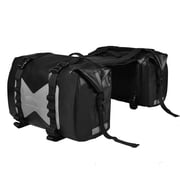 AFISHTOUR Motorcycle Saddlebags, 30L Detachable Waterproof Motorcycle Luggage Bag for Scooter, Honda, Suzuki, Yamaha Grey, 2 Pack
