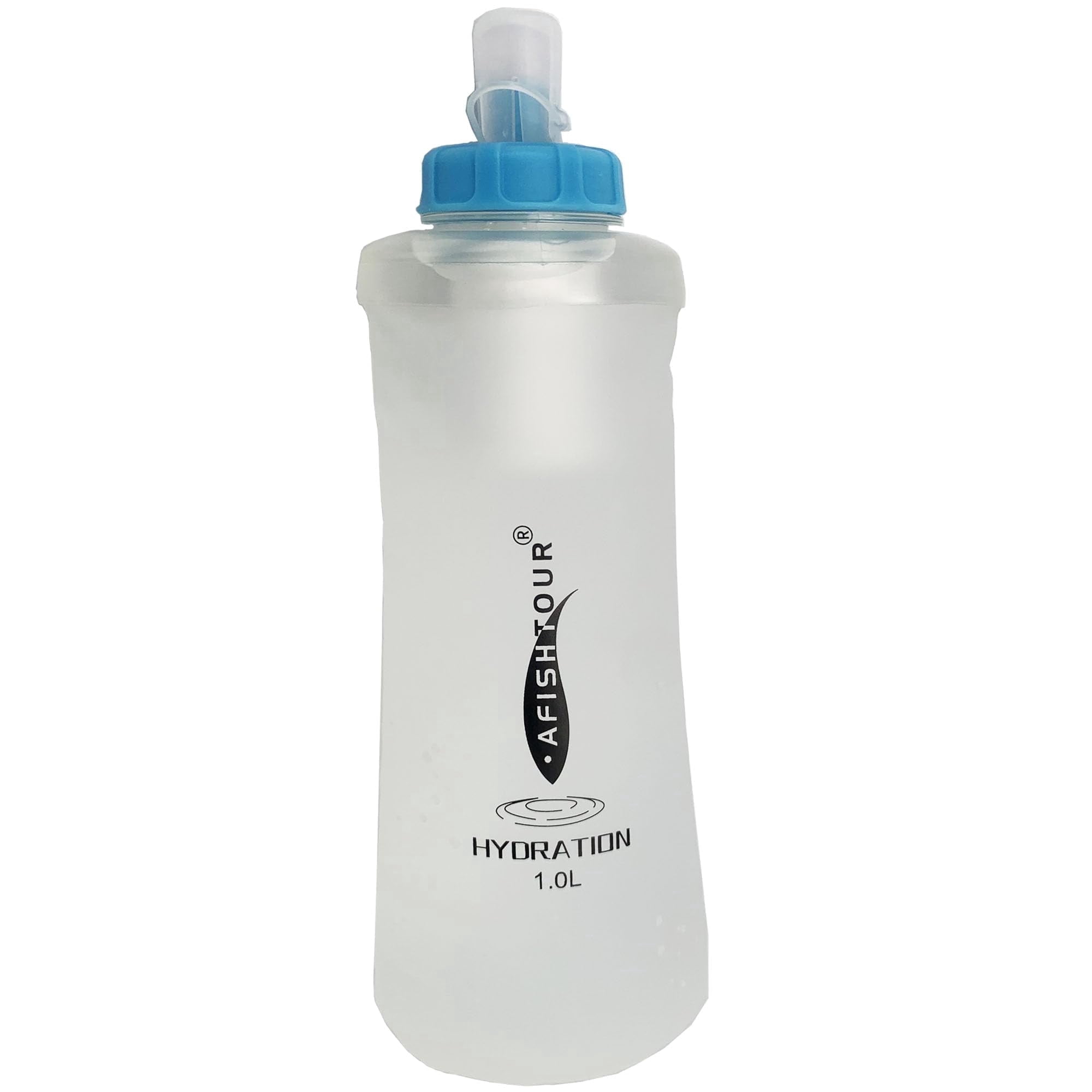 AFISHTOUR Soft Flask with Filter, 1000ml BPA-Free Collapsible Soft Water Bottle with Filter for Trail Running, Hiking, Cycling, Fishing, Travel