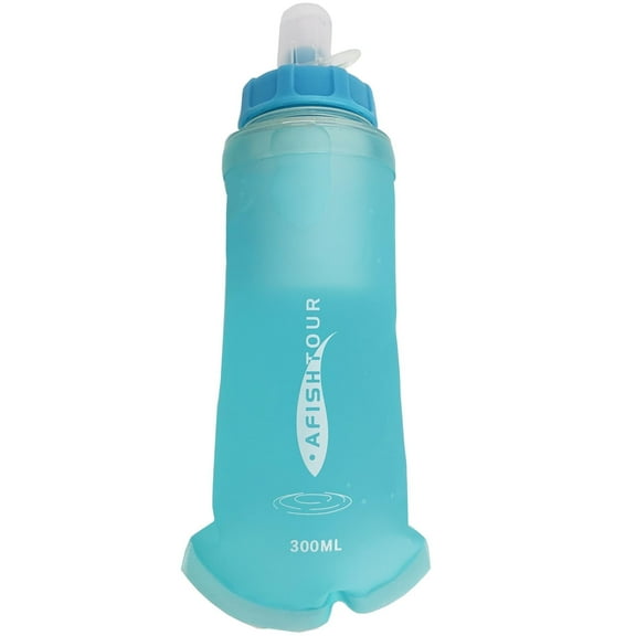 AFISHTOUR Soft Flask with Filter, 300ml BPA-Free Collapsible Soft Water Bottle with Filter for Trail Running, Hiking, Cycling, Fishing, Travel