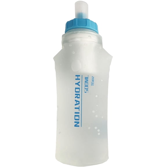 AFISHTOUR Soft Flask with Filter, 500ml BPA-Free Collapsible Soft Water Bottle with Filter for Trail Running, Hiking, Cycling, Fishing, Travel