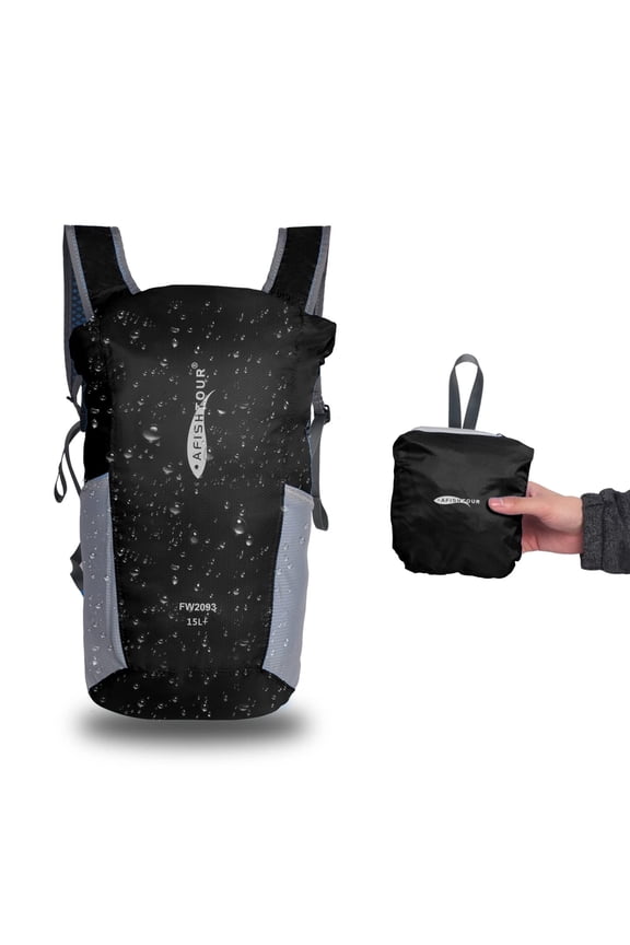 Lightweight Packable Backpack, 15L Waterproof Backpack Travel Hiking Daypack for Men Women (Black)