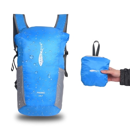 AFISHTOUR Lightweight Packable Backpack, 15L Waterproof Backpack Travel Hiking Daypack for Men Women (Blue)