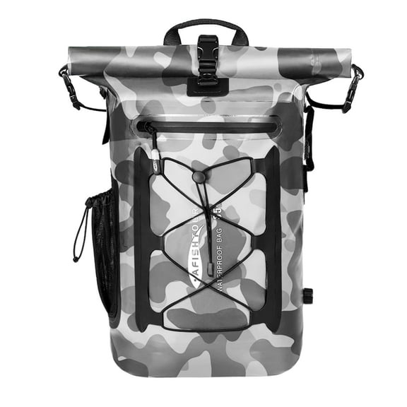 AFISHTOUR Waterproof Backpack, 35L Roll-Top Floating Dry Bag Backpack for Kayaking, Hiking (Grey)