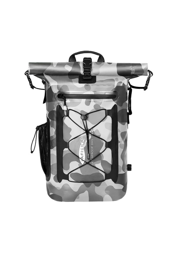 Waterproof Backpack, 35L Roll-Top Floating Dry Bag Backpack for Kayaking, Hiking (Grey)