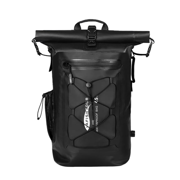 AFISHTOUR Dry Bag Waterproof Backpack, 45L Roll Top Floating Dry Backpack for Kayaking, Hiking, Camping, Travel (Black)