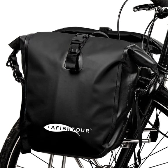 AFISHTOUR Waterproof Bike Pannier, 15L Bike Bag for Bicycles Rear Rack, Bicycle Saddle Bag for Grocery (Black, 1 PCS)