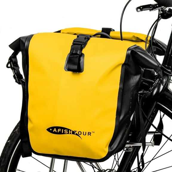 AFISHTOUR Waterproof Bike Panniers, 15L Bike Bags for Bicycles Rear Rack, Bicycle Saddle Bag for Grocery (Yellow, 1 PCS)