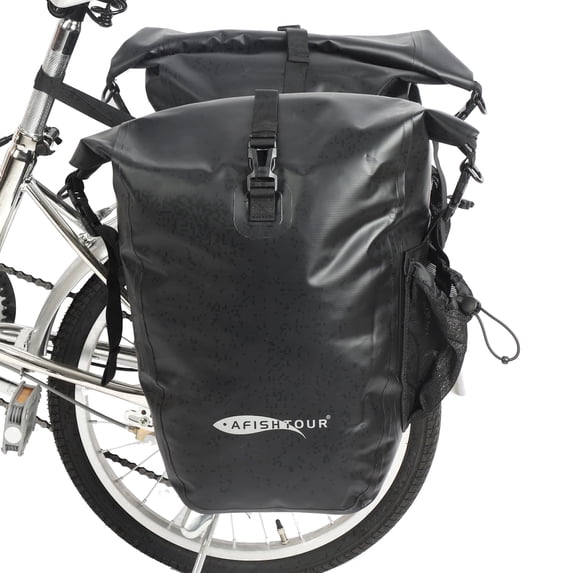 AFISHTOUR Waterproof Bike Panniers, 50L Bike Bags for Bicycle Rear Rack, Bicycle Saddle Bags for Grocery (Black, 1 Pair)