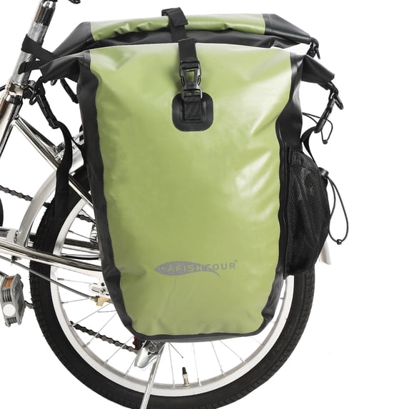 AFISHTOUR Waterproof Bike Panniers, 50L Bike Bags for Bicycle Rear Rack, Bicycle Saddle Bags for Grocery (Green, 1 Pair)