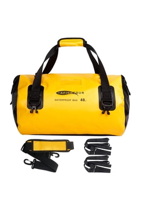 Motorcycle Waterproof Duffel Bag, 40L Motorcycle Dry Bag with Quick-fixed Straps for Kayaking, Camping, Travel & Beach (Yellow)