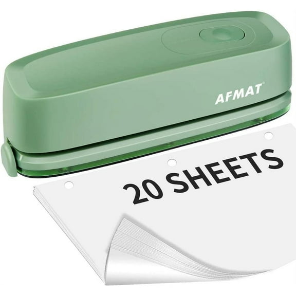 AFMAT Electric 3-Hole Punch, AC or Battery,Effortless Punching, Long Lasting Paper Punch for Office Studio