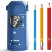 AFMAT Electric Pencil Sharpener, Fully Automatic Pencil Sharpener for Colored Pencils 7-11.5mm, Auto in & Out, Rechargeable Hands-Free Pencil Sharpener for Large Pencils, Blue