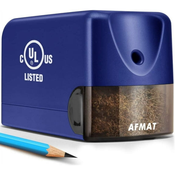 AFMAT Heavy Duty Electric Pencil Sharpener for 6.5-8mm No.2/Colored, UL Listed Professional Pencil Sharpener w/Stronger Helical Blade, for Classroom,Blue, New